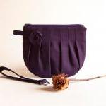 Purple Bridal Clutch or Bridesmaid Clutch, Pouch, Wristlet, Purse - Romantic Rosebud pleats by Lolos