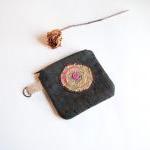 Brown Black jacquard zipper..